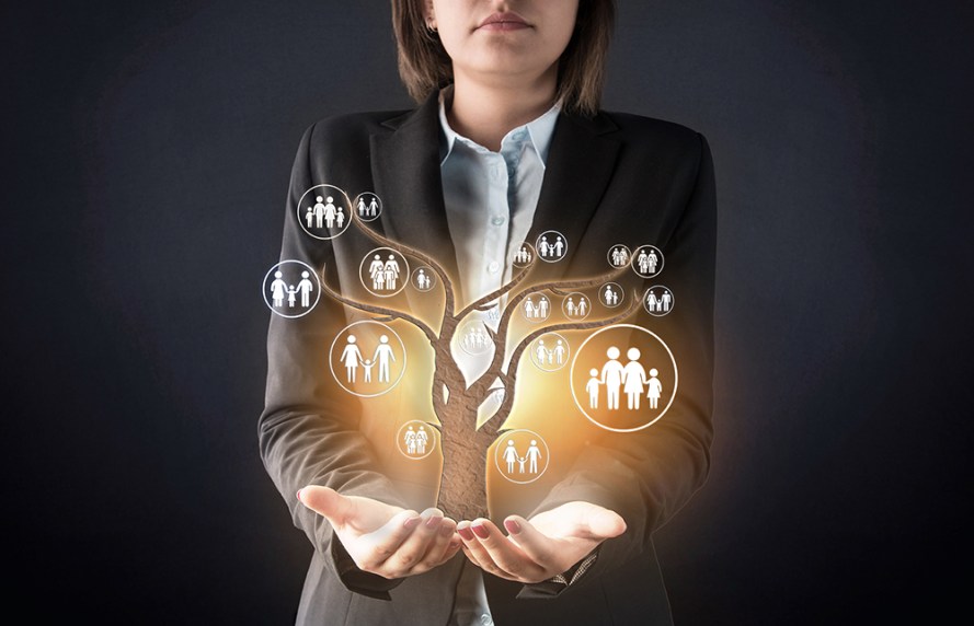 Customer care with family tree abstract concept