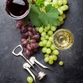 Red and white wine and grape