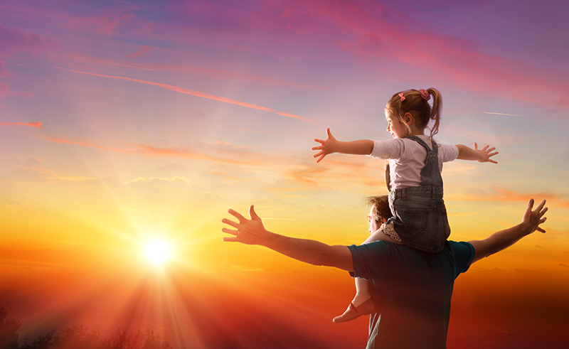 Fathers Day Theme - Daughter With Daddy At Sunset