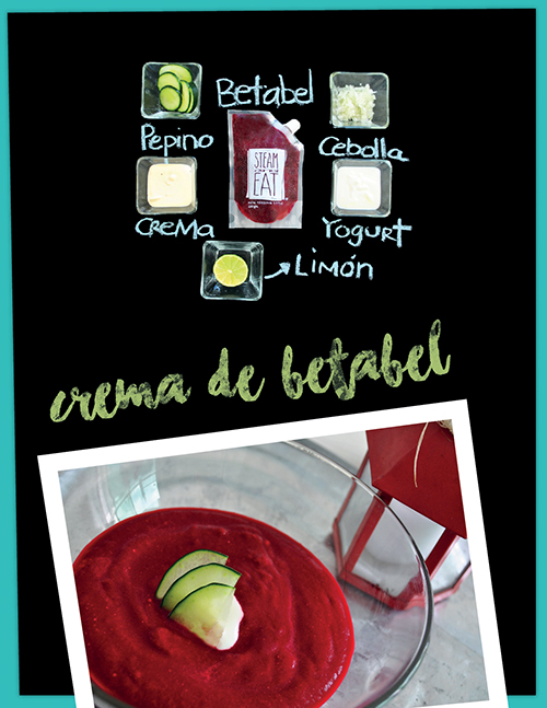 Crema de betabel con yogurt y pepino