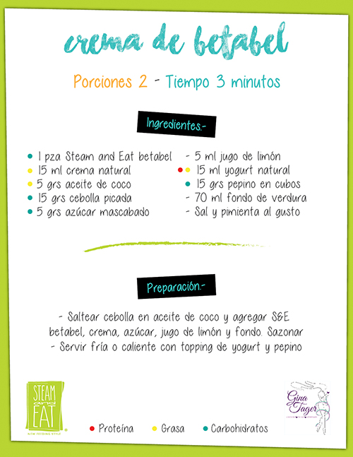 Crema de betabel con yogurt y pepino