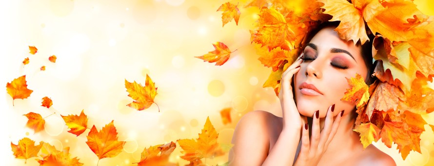 Fall Girl - Beauty Model Woman With Orange Autumn Leaves Hairsty