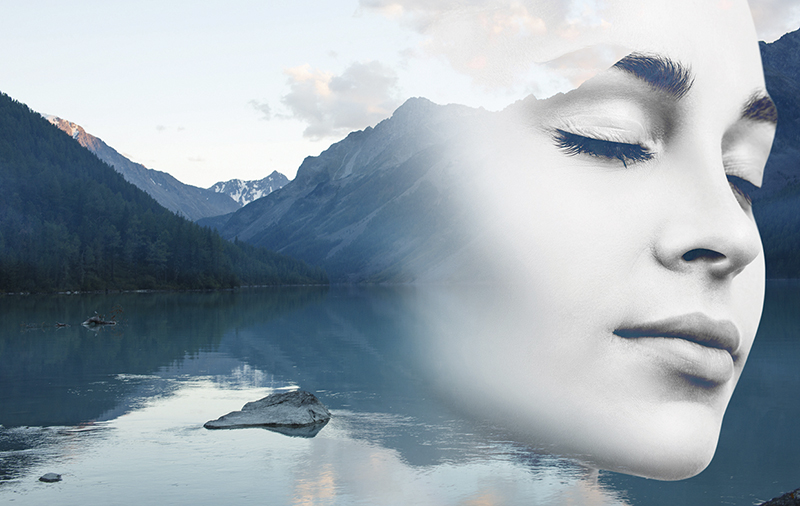 Young woman and nature landscape.