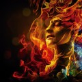 Illustration of woman’s face made with fire