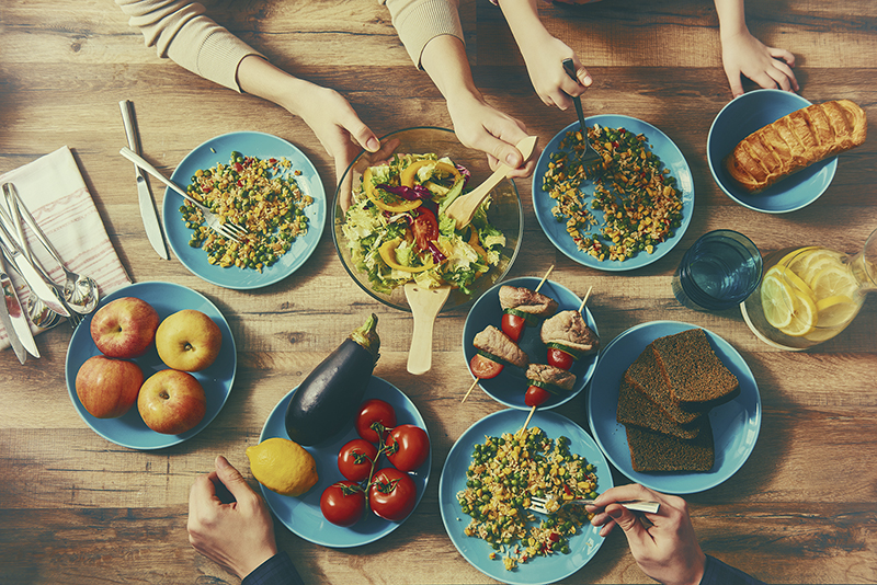 Enjoying  family dinner