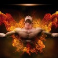 On fire bodybuilder